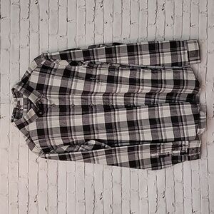 Eddie Bauer, Classic Black & White Plaid Flannel, Size Tm.